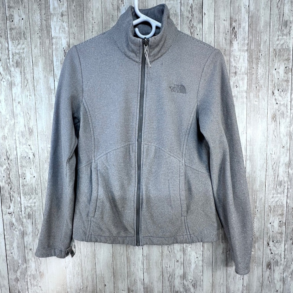 The North Face Womens Gray Full Zip‎ Jacket size S/P Small Petite Fleece Coat